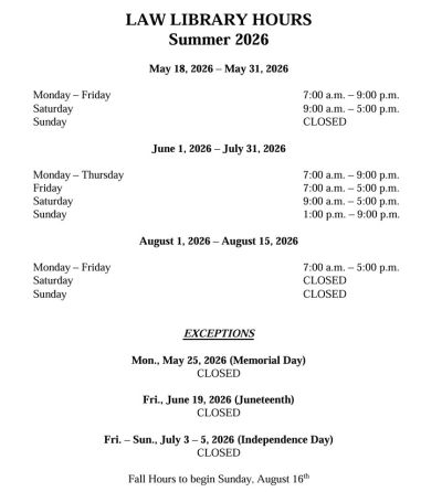 Summer Library Hours 