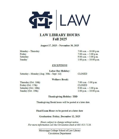 2025 Fall Library Hours