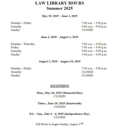 2025 Library Summer Hours
