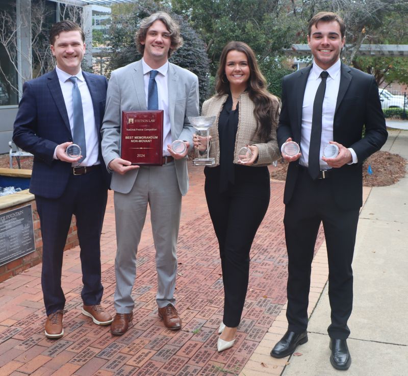 Cole Linder (2L Board Member), Peyton Ratcliff (3L Internal Vice Chair), Claire Churchill (3L Chair), and Todd McInnis (2L Board Member