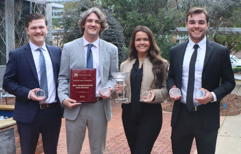 Cole Linder (2L Board Member), Peyton Ratcliff (3L Internal Vice Chair), Claire Churchill (3L Chair), and Todd McInnis (2L Board Member